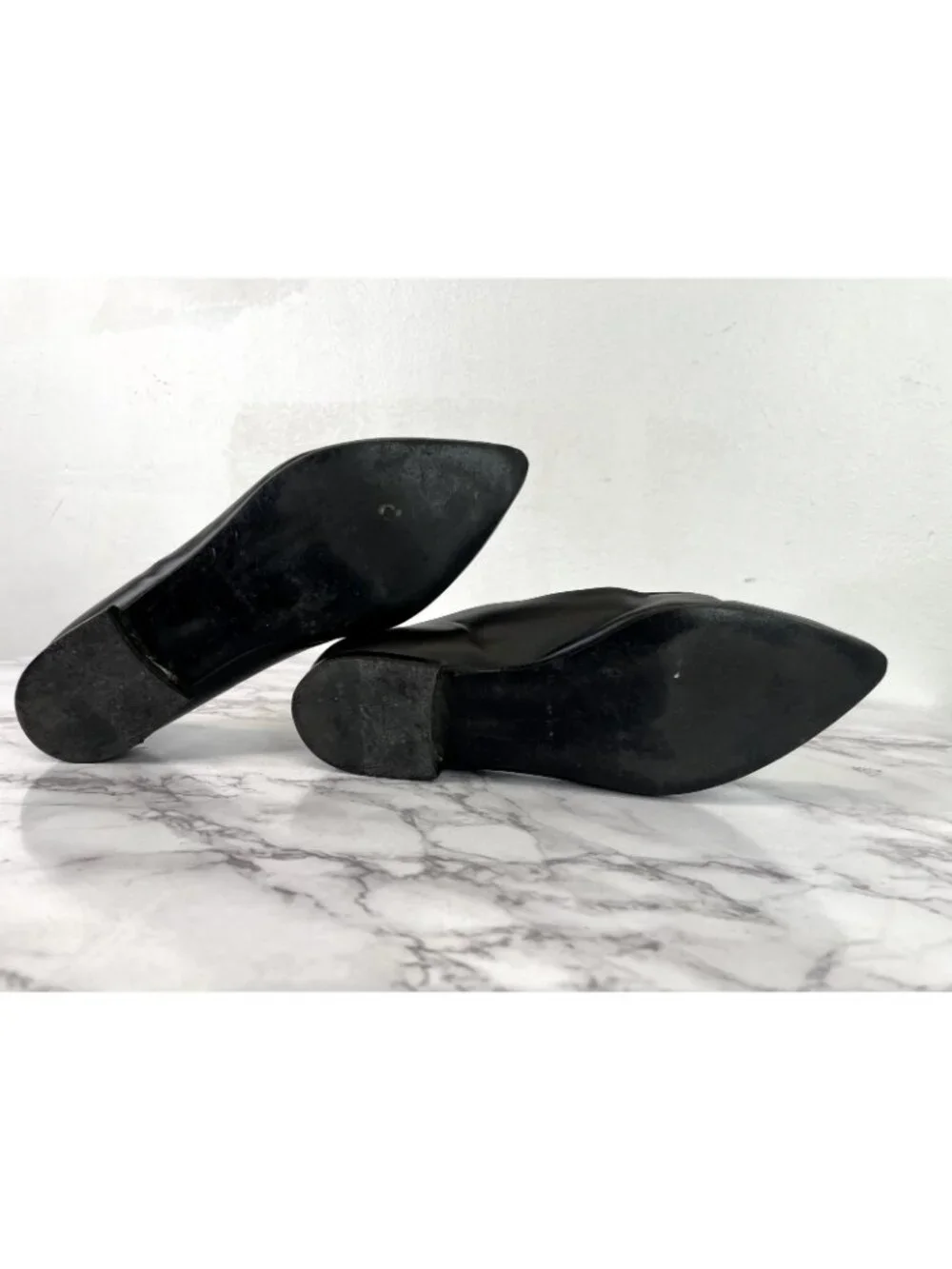Everlane Womens The Modern Point Flat Black & Cognac Leather Sz 7